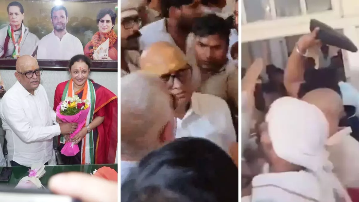 Lucknow Congress Office Clash viral video: Ajay Rai, Mamta Chaudhary Row