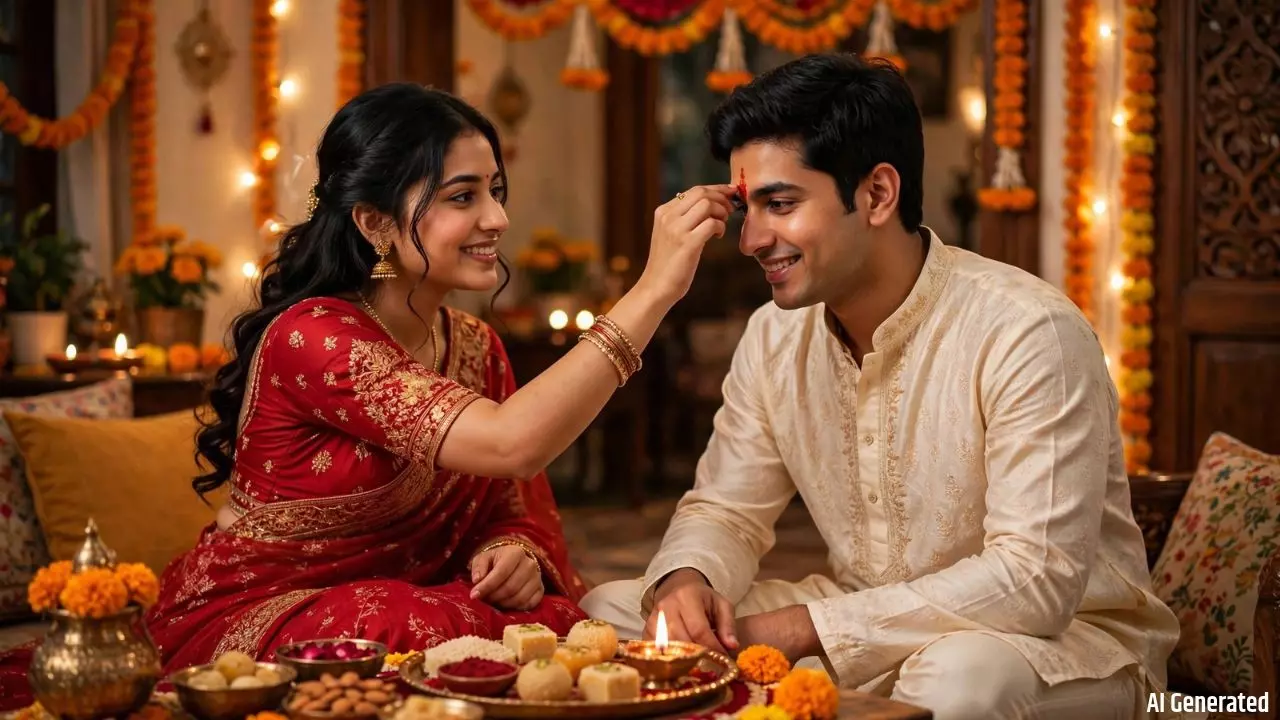woman celebrating bhai dooj