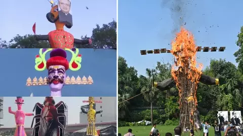 VIDEO: हर किसी की राजनीति में एक रावण! दशहरे के दिन यूं हो रहा अंत, हरियाणा के इस पुतले की क्यों हो रही इतनी चर्चा?